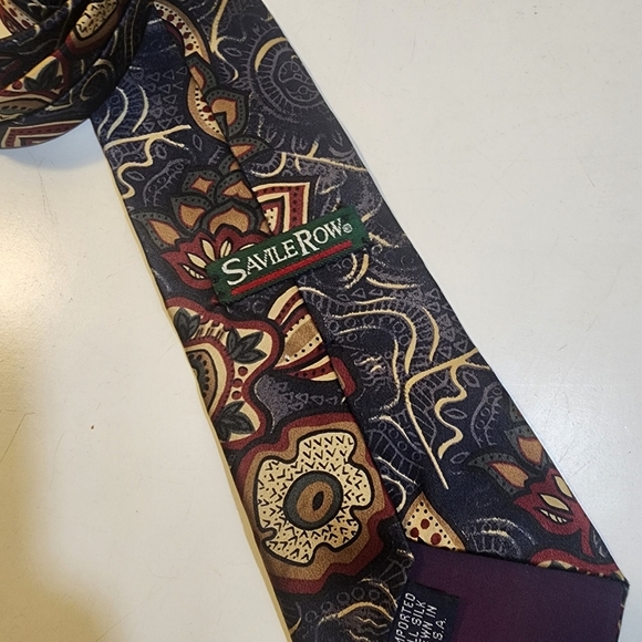 SAVILE ROW Men's Silk Patterned Tie - Picture 9 of 9